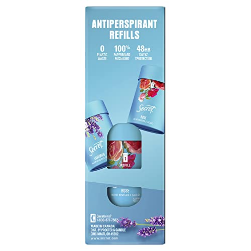 Secret Invisible Solid Antiperspirant & Deodorant, Refillable Starter Kit, wi...