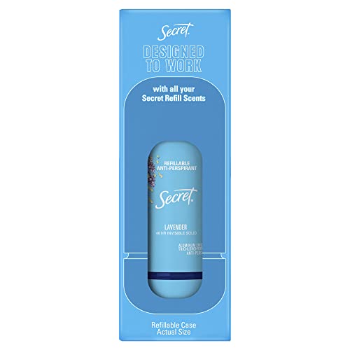 Secret Invisible Solid Antiperspirant & Deodorant, Refillable Starter Kit, wi...