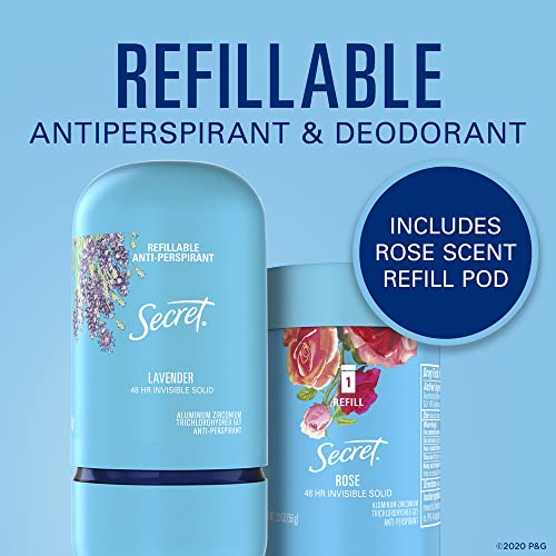 Secret Invisible Solid Antiperspirant & Deodorant, Refillable Starter Kit, wi...