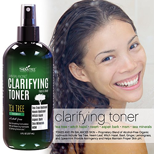 Clarifying Toner with MSM, Tea Tree & Neem Hydrosol, Complexion Control for F...