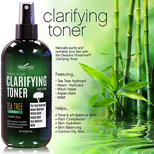 Clarifying Toner with MSM, Tea Tree & Neem Hydrosol, Complexion Control for F...