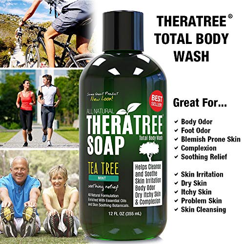 TheraTree Tea Tree Oil Soap with Neem Oil - 12oz - Helps Skin Irritation, Bod...