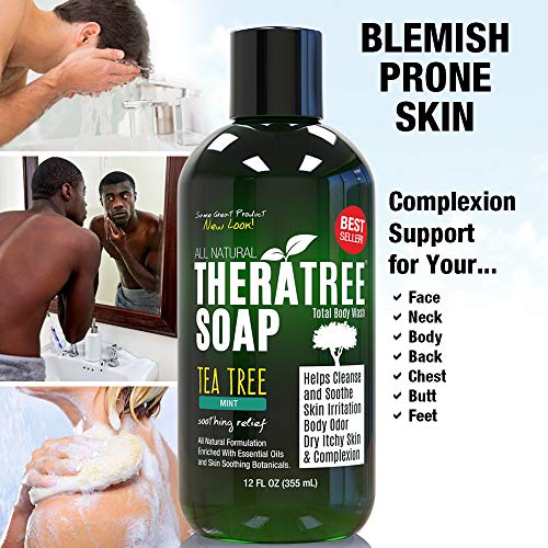 TheraTree Tea Tree Oil Soap with Neem Oil - 12oz - Helps Skin Irritation, Bod...