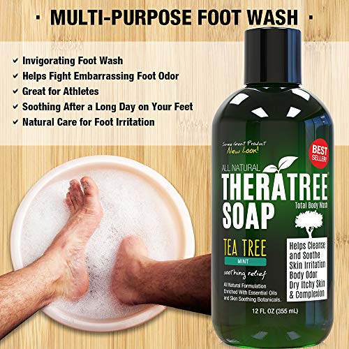 TheraTree Tea Tree Oil Soap with Neem Oil - 12oz - Helps Skin Irritation, Bod...