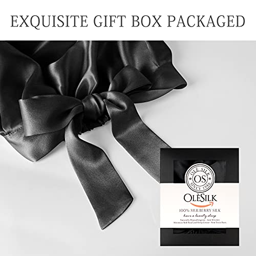 OLESILK Large 100% Mulberry Silk Bonnet for Women, Luxury 22MM Silk Night Sle...