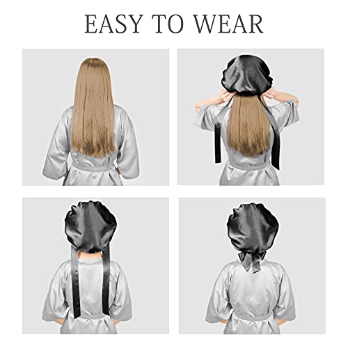 OLESILK Large 100% Mulberry Silk Bonnet for Women, Luxury 22MM Silk Night Sle...