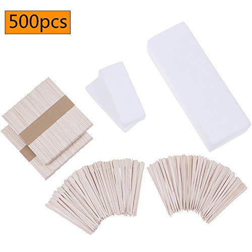 500 Pieces Wax Strips Sticks Kit Non-woven Waxing Strips Applicator Sticks Ha...