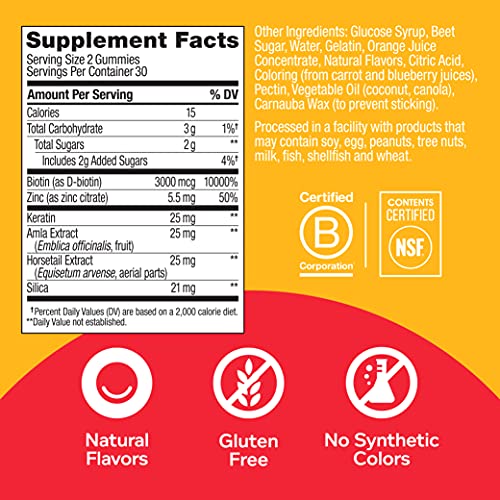 OLLY Heavenly Hair Gummies, Supports Strong Healthy Hair Growth, Keratin, Bio...