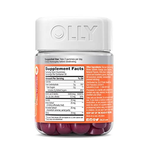 OLLY Heavenly Hair Gummies, Supports Strong Healthy Hair Growth, Keratin, Bio...
