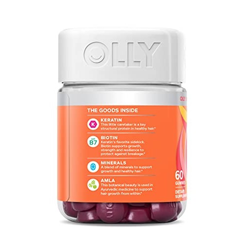 OLLY Heavenly Hair Gummies, Supports Strong Healthy Hair Growth, Keratin, Bio...