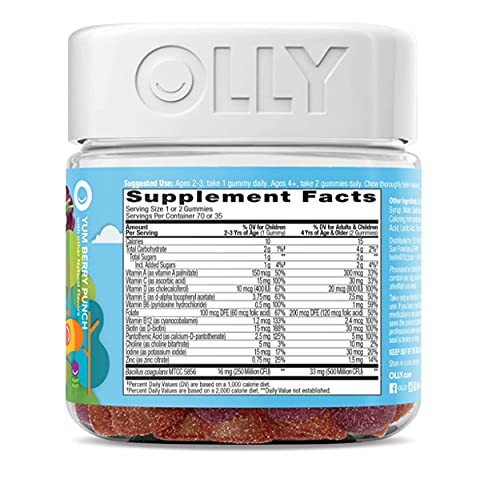 OLLY Kids Multivitamin + Probiotic Gummy, Digestive and Immune Support, Vitam...