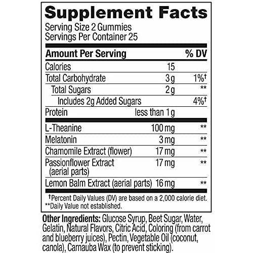 OLLY Sleep Gummy, Occasional Sleep Support, 3 mg Melatonin, L-Theanine, Chamo...