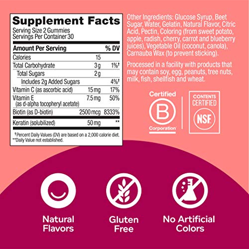 OLLY Undeniable Beauty Gummy, For Hair, Skin, Nails, Biotin, Vitamin C, Kerat...