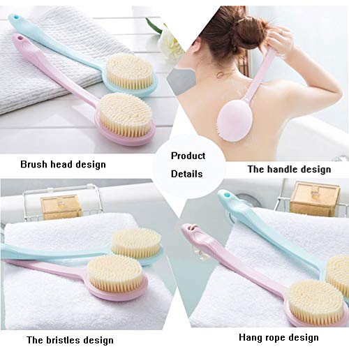 Olpchee Long Handle Bath Shower Body Brush Back Scrubber with Super Soft Nylo...
