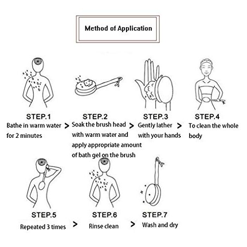 Olpchee Long Handle Bath Shower Body Brush Back Scrubber with Super Soft Nylo...