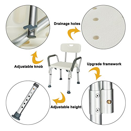 OMECAL 450LBS Medical Shower Chair Bath Seat,Upgraded Transfer Bench Stool Fr...