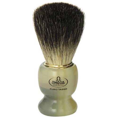 Omega 63171 Stripey 100% Pure Badger Shaving Brush with Stand