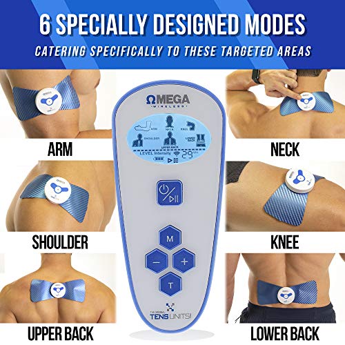 Omega Wireless TENS Unit Muscle Stimulator with Remote, 2 Back Pain Relief Pa...