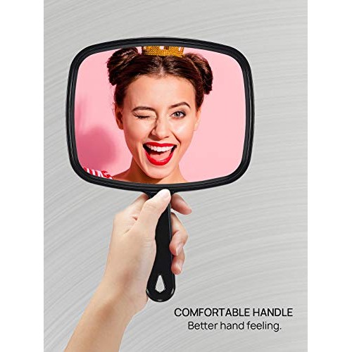 OMIRO Hand Mirror, All Black Handheld Mirror with Handle, 6.6" W x 9.3" L, Pa...