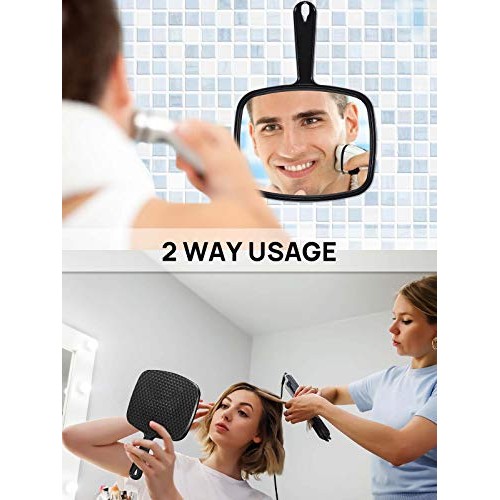 OMIRO Hand Mirror, All Black Handheld Mirror with Handle, 6.6" W x 9.3" L, Pa...