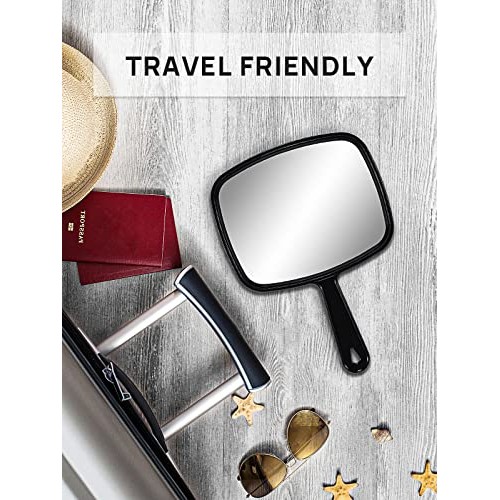 OMIRO Hand Mirror, All Black Handheld Mirror with Handle, 6.6" W x 9.3" L, Pa...