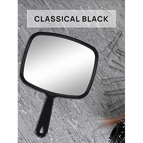 OMIRO Hand Mirror, All Black Handheld Mirror with Handle, 6.6" W x 9.3" L, Pa...