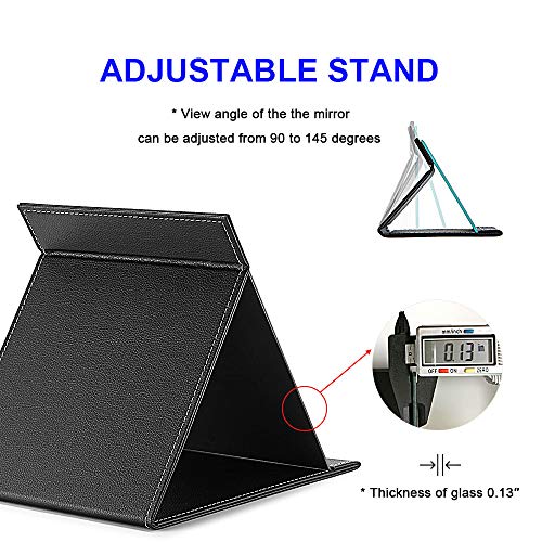 OMIRO Travel Folding Makeup Mirror Portable PU Leather Mirror with Adjustable...