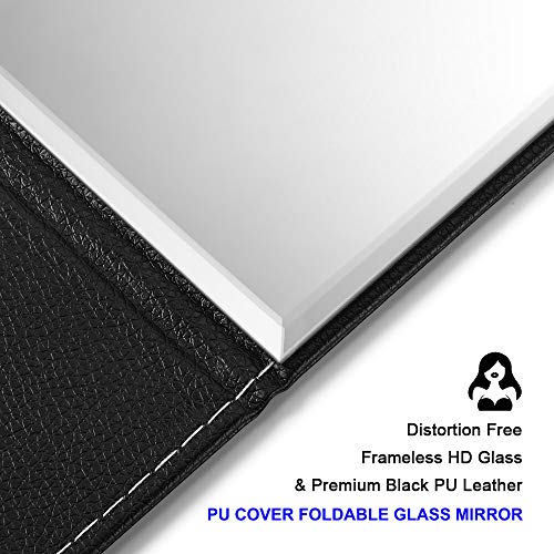 OMIRO Travel Folding Makeup Mirror Portable PU Leather Mirror with Adjustable...