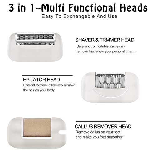 Electric Epilator For Women, 3 in 1 Hair Removal Razor Hair Shaver With Callo...