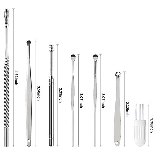 7 Pcs Ear Pick Ear Wax Remove Kit, Ear Cleaning Tools Set, Ear Curette Earwax...