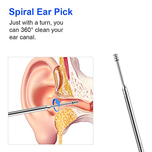 7 Pcs Ear Pick Ear Wax Remove Kit, Ear Cleaning Tools Set, Ear Curette Earwax...
