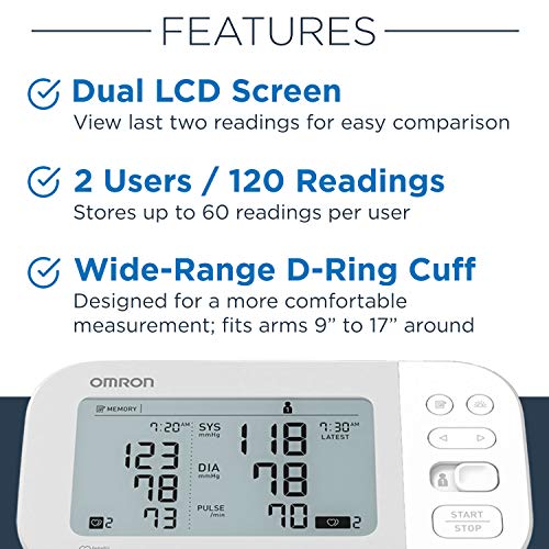OMRON Gold Blood Pressure Monitor, Premium Upper Arm Cuff, Digital Bluetooth ...