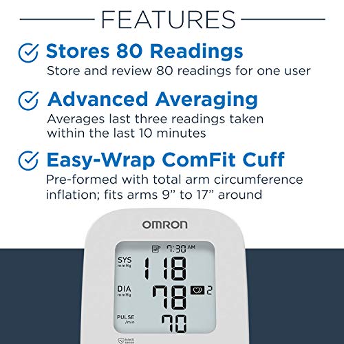 OMRON Silver Blood Pressure Monitor, Upper Arm Cuff, Digital Bluetooth Blood ...