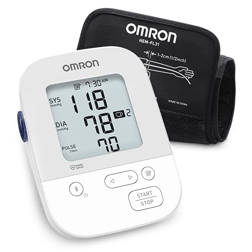 OMRON Silver Blood Pressure Monitor, Upper Arm Cuff, Digital Bluetooth Blood ...