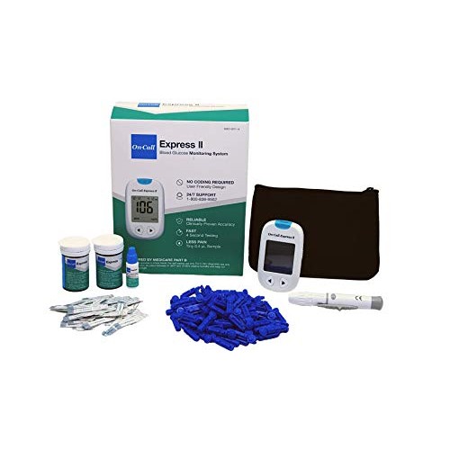 On Call Express II Diabetes Testing Kit- Blood Glucose Meter, 100 Blood Test ...