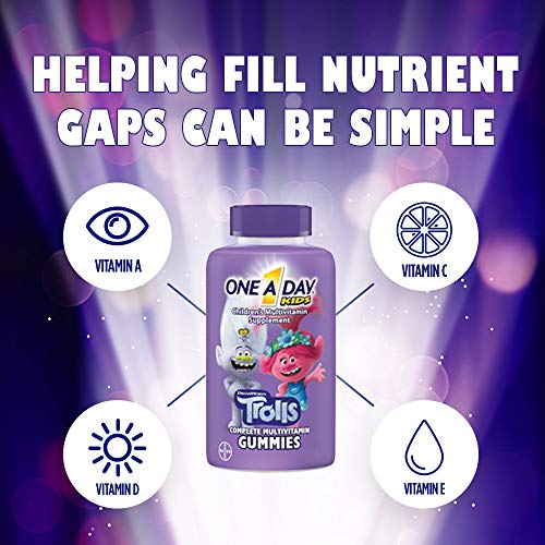 ONE A DAY Kids Trolls Multivitamin Gummy Vitamins A, B6, B12, C, D, and E, Zi...