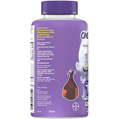 ONE A DAY Kids Trolls Multivitamin Gummy Vitamins A, B6, B12, C, D, and E, Zi...