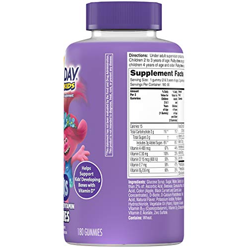 ONE A DAY Kids Trolls Multivitamin Gummy Vitamins A, B6, B12, C, D, and E, Zi...