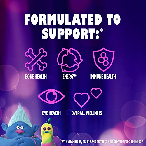 ONE A DAY Kids Trolls Multivitamin Gummy Vitamins A, B6, B12, C, D, and E, Zi...