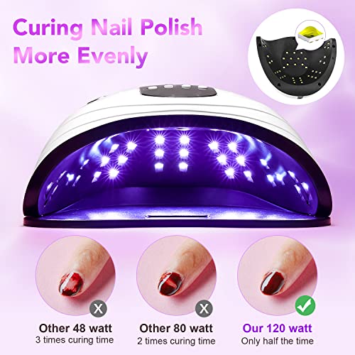 One Fire UV Led Nail Lamp, 120W UV Light for Nails Professional, 42 Beads Fas...