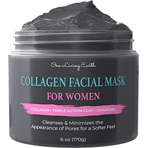 One Living Earth Collagen Facial Mask for Women - Collagen, Triple Action Cla...