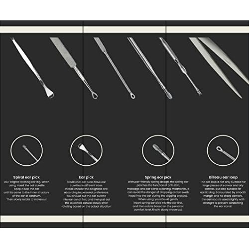 OneMoonCare 12pc Ear Wax Removal Tool kit & Magnetic Case w/Accessories - 2 B...