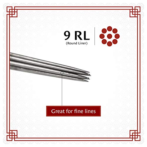 1TattooWorld 50 Pcs 9 Round Liner Sterilized Tattoo Needles, OTW-50-9RL
