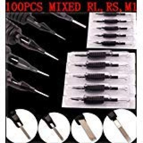 One Tattoo World 100pcs Disposable Tattoo Needle and Tube 3/4 Grip RL/RS/M1, ...