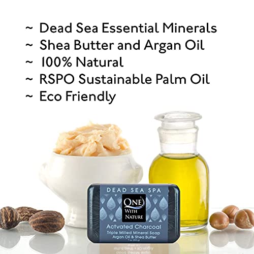 DEAD SEA Salt CHARCOAL SOAP 3 pk – Activated Charcoal, Shea Butter, Argan Oil...