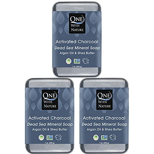DEAD SEA Salt CHARCOAL SOAP 3 pk – Activated Charcoal, Shea Butter, Argan Oil...
