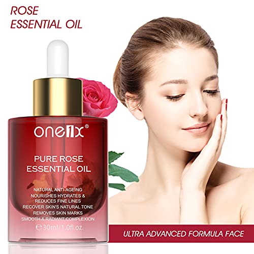 Rose Oil Essential Oil, Anti-Wrinkle Facial Oil Serum for Dry Skin Moisturizi...