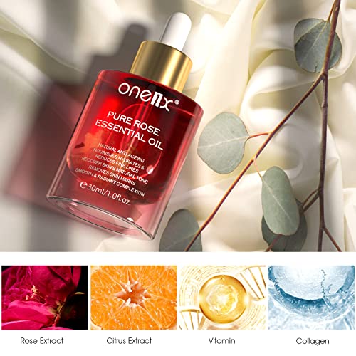 Rose Oil Essential Oil, Anti-Wrinkle Facial Oil Serum for Dry Skin Moisturizi...
