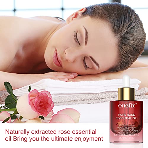 Rose Oil Essential Oil, Anti-Wrinkle Facial Oil Serum for Dry Skin Moisturizi...