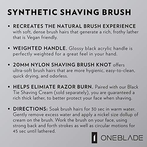 OneBlade Men's Premium Synthetic Shaving Brush | Ultra-Soft Bristles | Hygien...